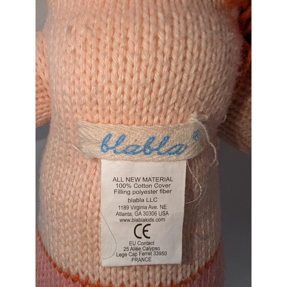 BLABLA Melody the Mermaid Knit Plush Doll Orange Hair 18” Soft Toy Pink Peru